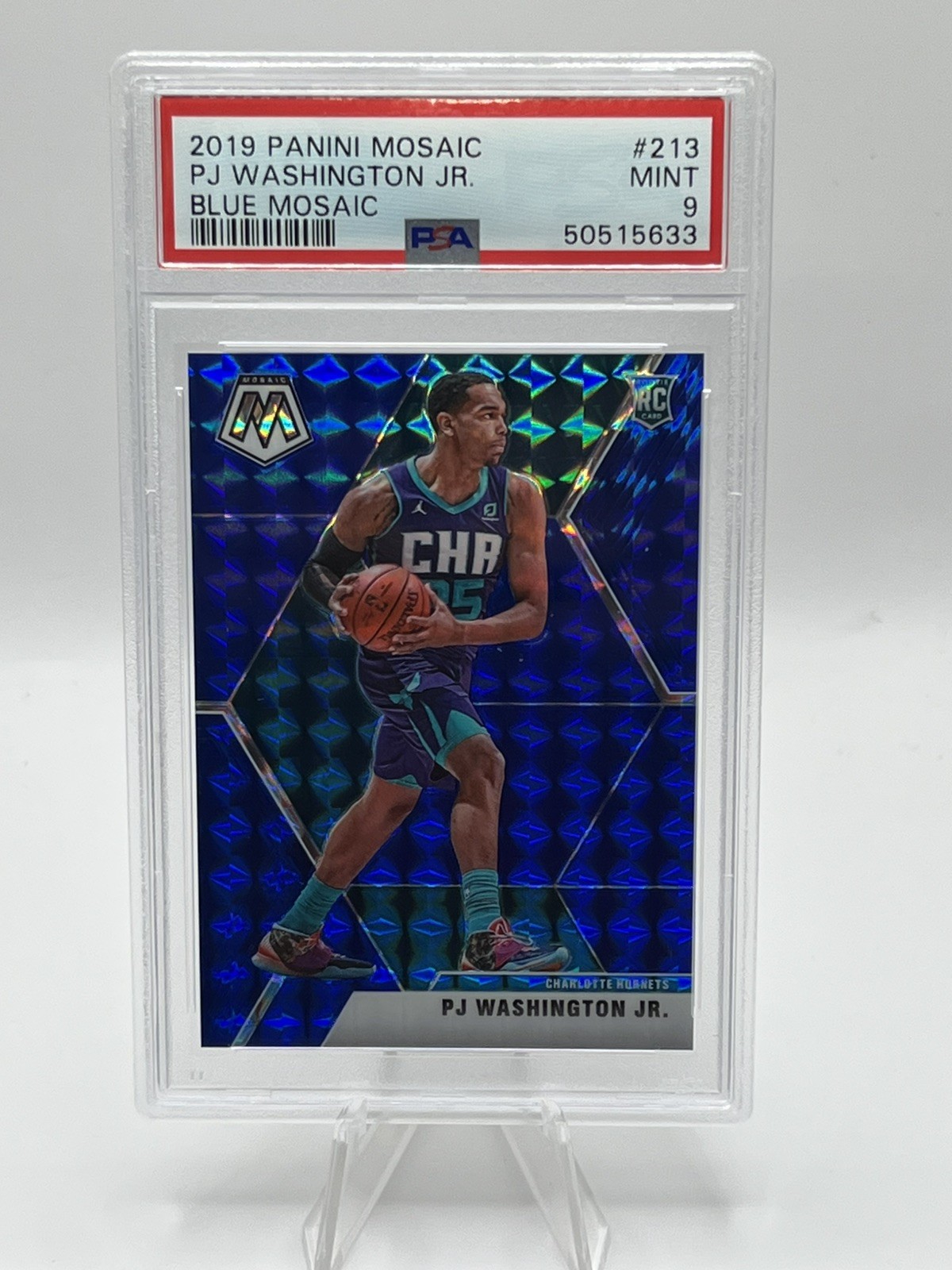 2019-20 Panini Mosaic PJ Washington Jr Blue Prizm Rookie RC 71/99 Hornets 213 RC