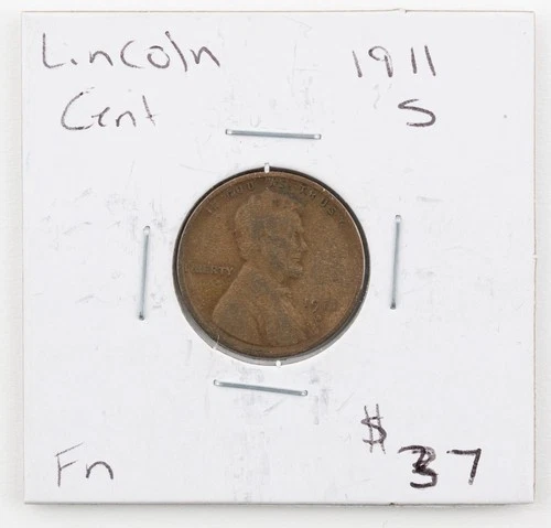 1911-S Lincoln Wheat Cent Fine US COIN Semi Key - 899b