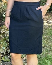 Vintage Night Valentino 12 Wool Cashmere Straight Skirt Blk