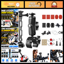 Motorcycle Camera Mount for GoPro, DJI, Insta360 - 1/4" Clamp for Action Cameras