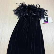 Vintage Velvet 90s Jump Feathered Dress Y2K Maxi Fairy Whimsigoth Size 9/10 nwt
