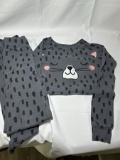 Carter  s Youth Pant Set Pajamas Cat Print Gray And Pink Size 7