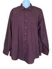 Shaquille O' Neal Men XLG Burgundy Cooling Stretch Big Fit Button Down Shirt EUC