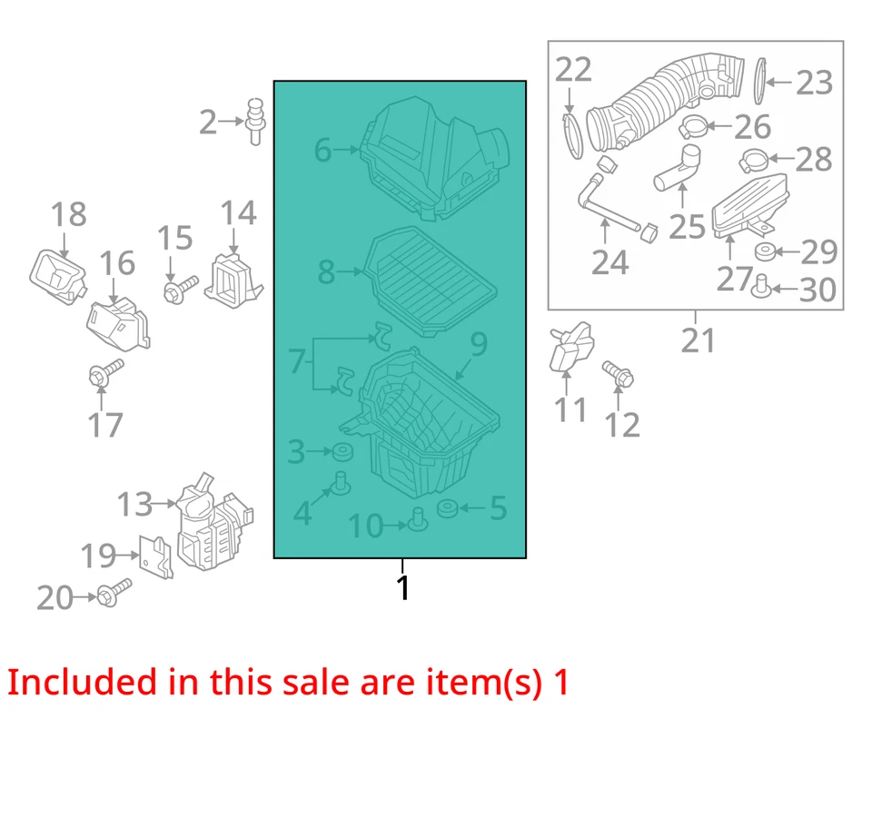 Hyundai Genesis 2015-2016 caja purificadora de aire 3,8 L tracción trasera usada OEM 3591965 Foto 3 de 4