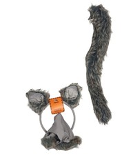 Claires Wolf Ear Headband Faux Fur Plush Tail  Fingerless Gloves Halloween Set