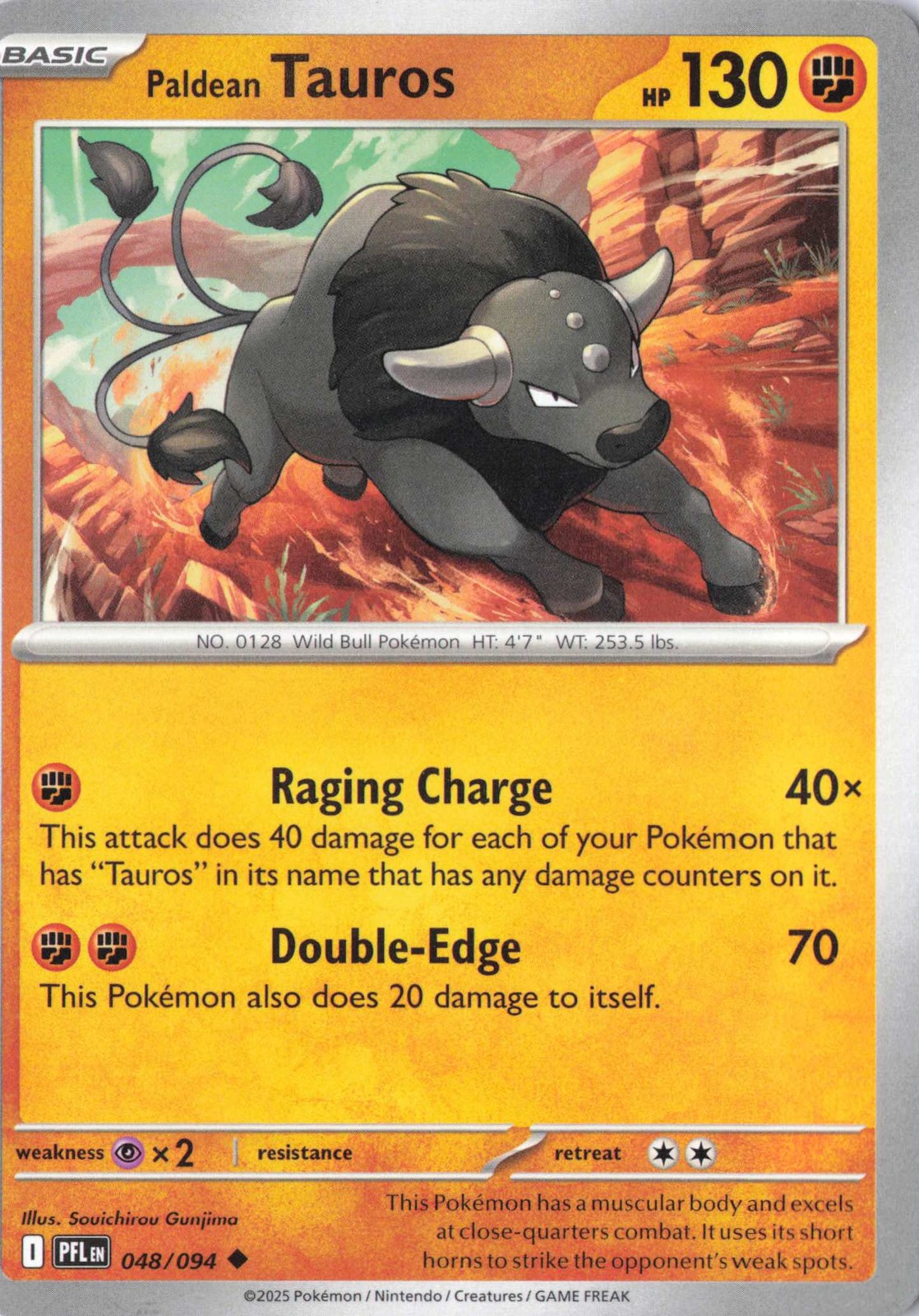 Paldean Tauros Uncommon ME02: Phantasmal Flames 048/094 NM