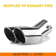 1-10x Rear Dual Exhaust Pipe Tail Muffler Tip Throat Tailpipe Accessory Silver 1-10x Rear Dual Exhaust Pipe Tail Muffler Tip Throat Tailpipe Accessory Silver