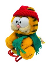 Vintage Garfield Takes The Mountain 8" Soft Plush On Sled By Dakin w/ Tag Korea