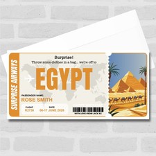 Egypt Boarding Pass Personalised Gift Voucher Surprise Trip Holiday Ticket