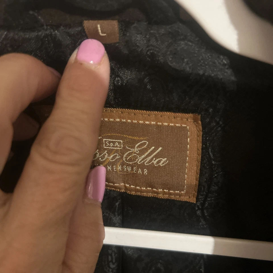 TASSO ELBA Men's Black Fine Wool Cashmere Blend Suede Collar Coat SIZE: L - Image 3 of 4