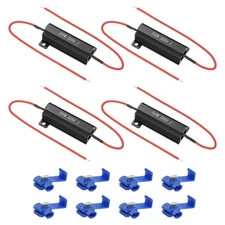 50W 50 Ohm Aluminum Shell Resistor, 4Pcs Housing Resistor with Clips, Black