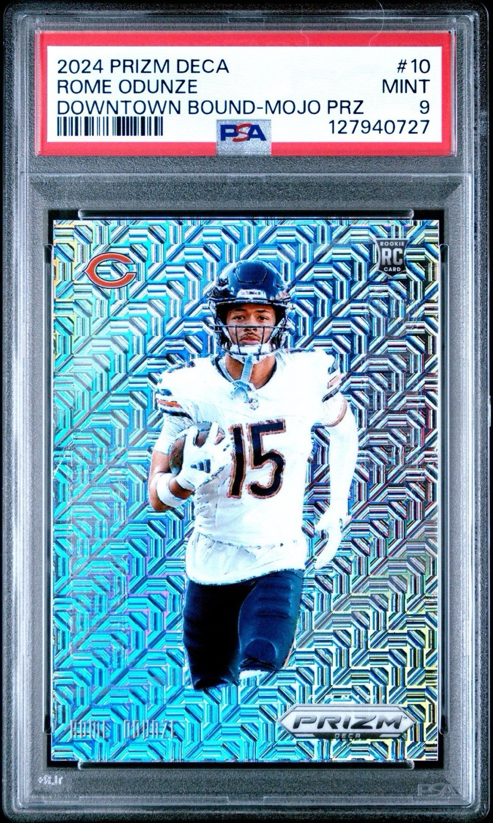 2024 PRIZM DECA DOWNTOWN BOUND MOJO #10 ROME ODUNZE RC ROOKIE /30 PSA 9