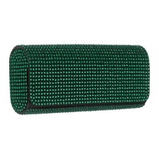 Bling Sunglass Case, 2.7"x6.4" PU Leather Eyeglasses Hard Shell, Green