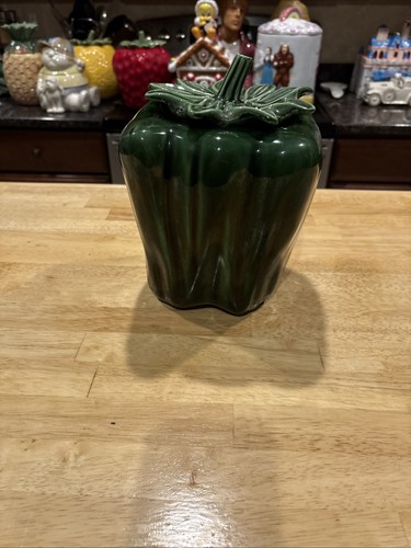 Vintage MCCOY USA American Green Bell Pepper Pottery Ceramic Cookie Jar #157 - Bild 7 von 12