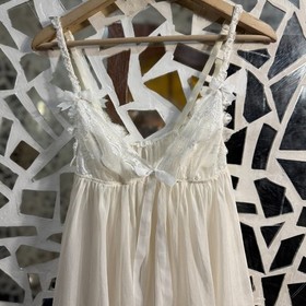 Agent Provocateur Silk Sleep Dress Peignoir Pyjamas with Lace&Bows Ivory Size L