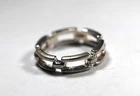 Signed Vintage Sterling Silver 925 Chain Link Band Ring Size 9