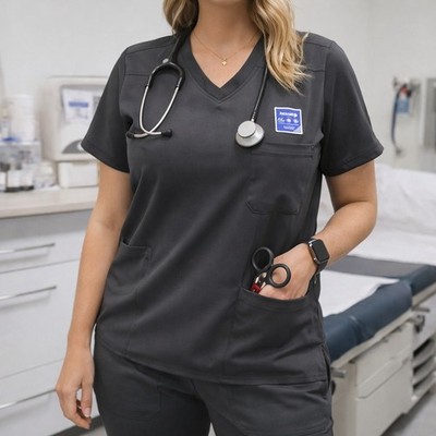 Scrubstar Performance Stretch Dark Gray V-Neck Scrub Top L G