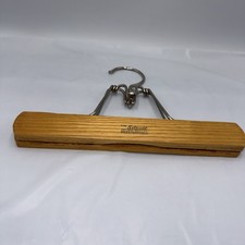 Vintage Setwell Wood Pants Hanger Clamp Skirt Trouser Brown Metal Non Slip