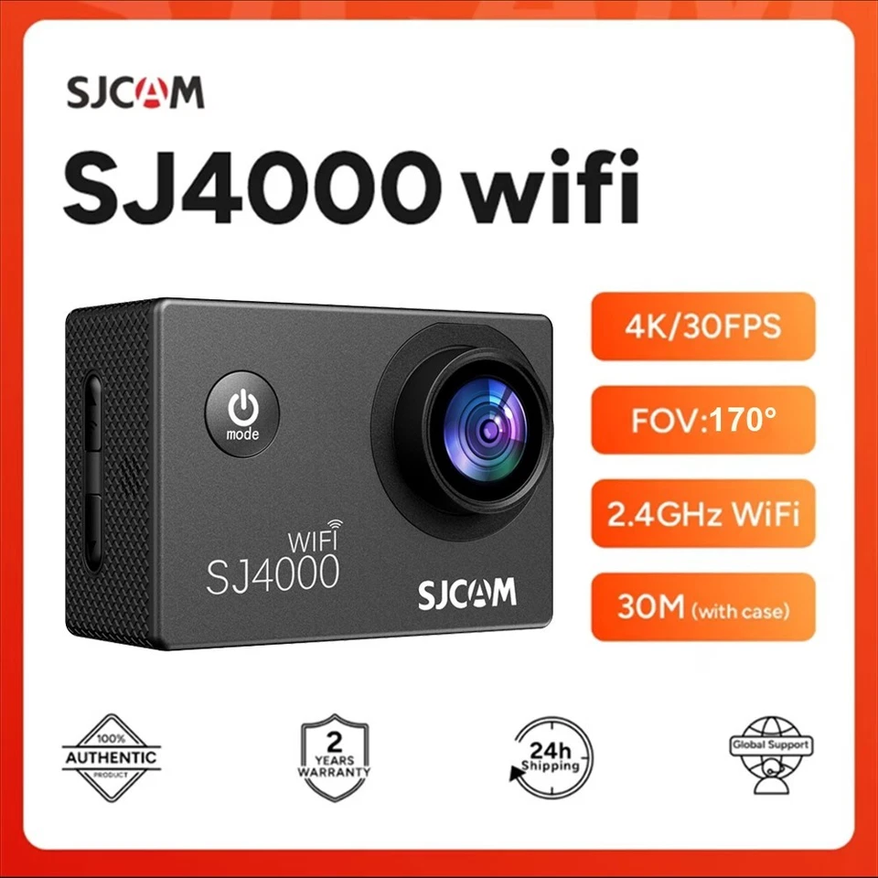 SJCAM SJ4000 Action Cam 4K30fps WiFi Helm Kamera 170° EIS Wasserdicht 32GB Card