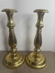 Antique Russian Brass Shabbat (Sabbath) Candlesticks  Judaica Heavy 5lbs 10"