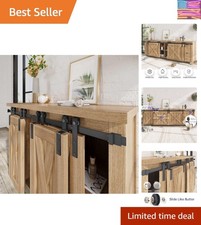 8 FT Mini Cabinet Bypass Sliding Barn Door Hardware Track Kit for 4 Door,Easy...