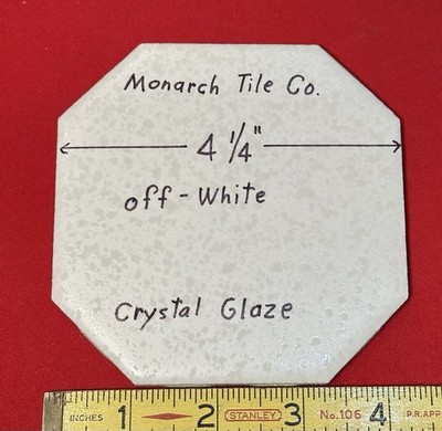 1 pc. Off-White Octagon Ceramic Tile: 4-1/4'' Crystal Glazed by Monarch Co.  NEW