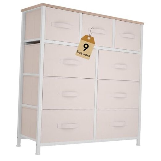 Dresser for Bedroom with 9 Drawers, Fabric Storage Dresser for Living Room,