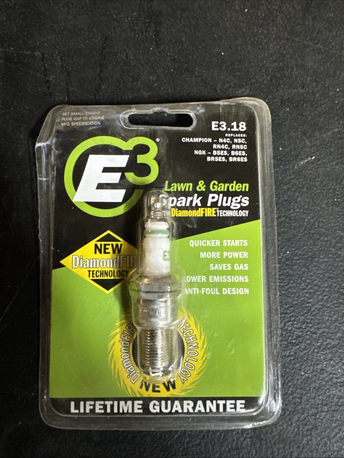 E3 E3.18 Spark Plug DiamondFire 14mm .75 Gasket Seat Non-Resistor Small Engine
