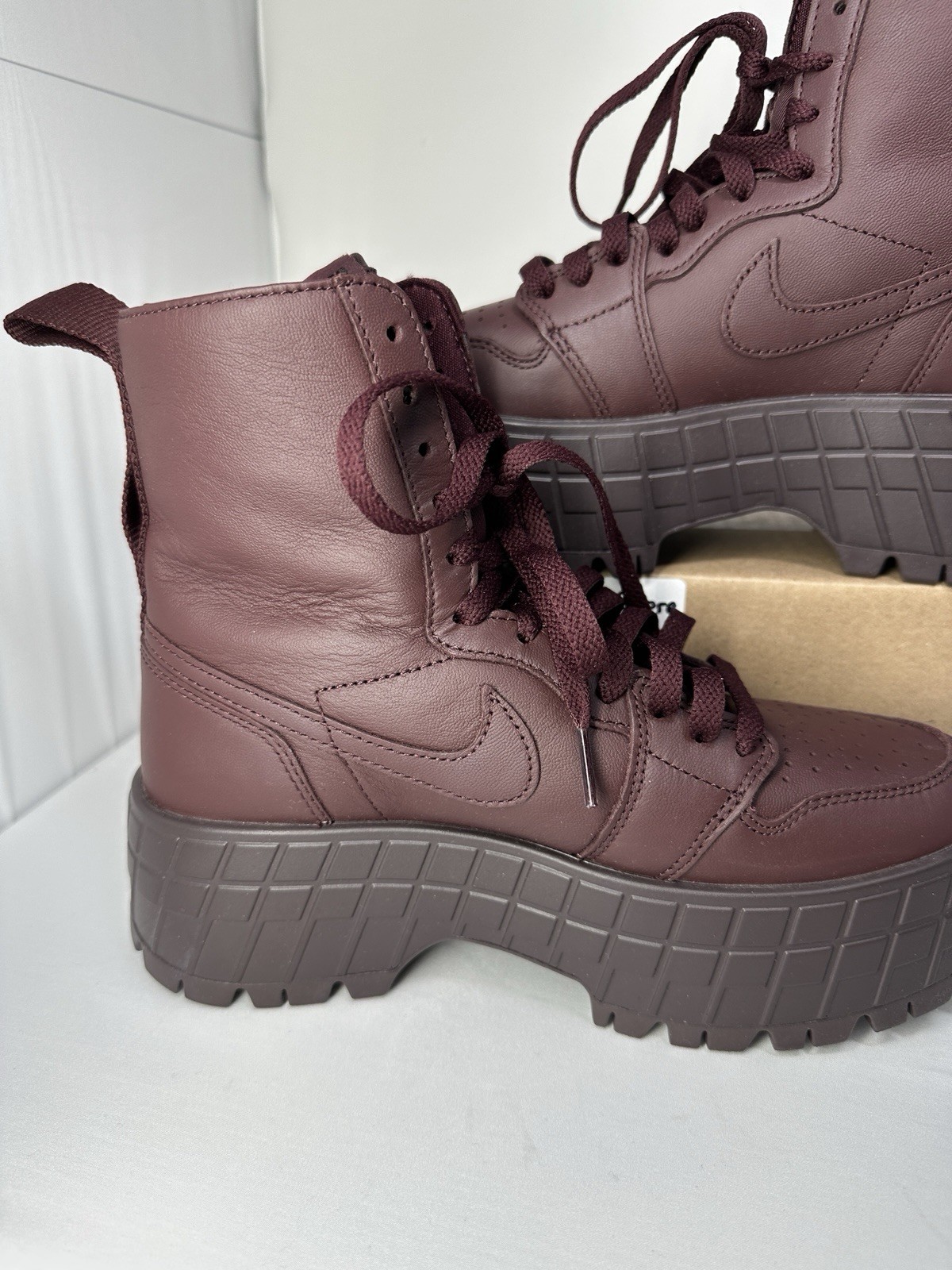 Nike Air Jordan 1 Brooklyn High Boots Burgundy Crush Women’s Size 7 - FJ5737-600 thumbnail 6