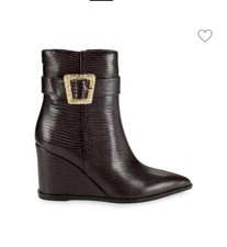 Sam Edelman Weslie 2 Embossed Lizard Buckle Detail Wedge Booties size 5