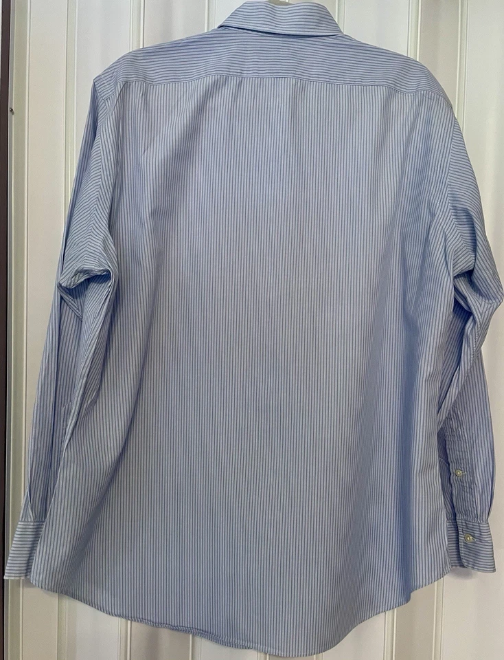 Polo Ralph Lauren “Andrew” Para Hombres•16.5•34/35 Camisa de Vestir Azul Rayas Abotonadas Pony Foto 4 de 4