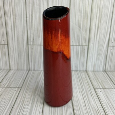Retro Poole Pottery Flame LIving Glaze Vase Art Deco Pottery Red Orange England