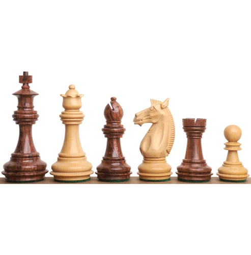 3.4" Meghdoot Series Staunton Chess Pieces Only set - Weighted Golden Rosewood