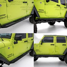 Black Textured Sliders side step Armor Rocker Guard for 07-17 Jeep JK Wrangler