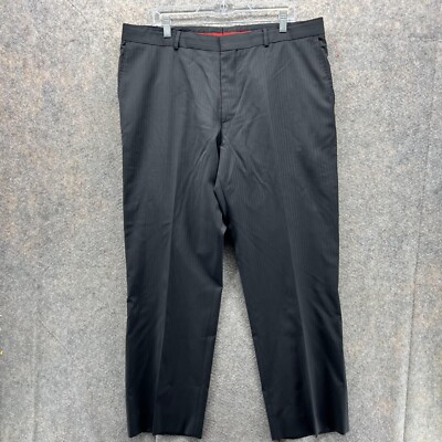 Hugo Boss Pants Men 46R Adult Black Chino Pleated Dress Viscose Trousers 