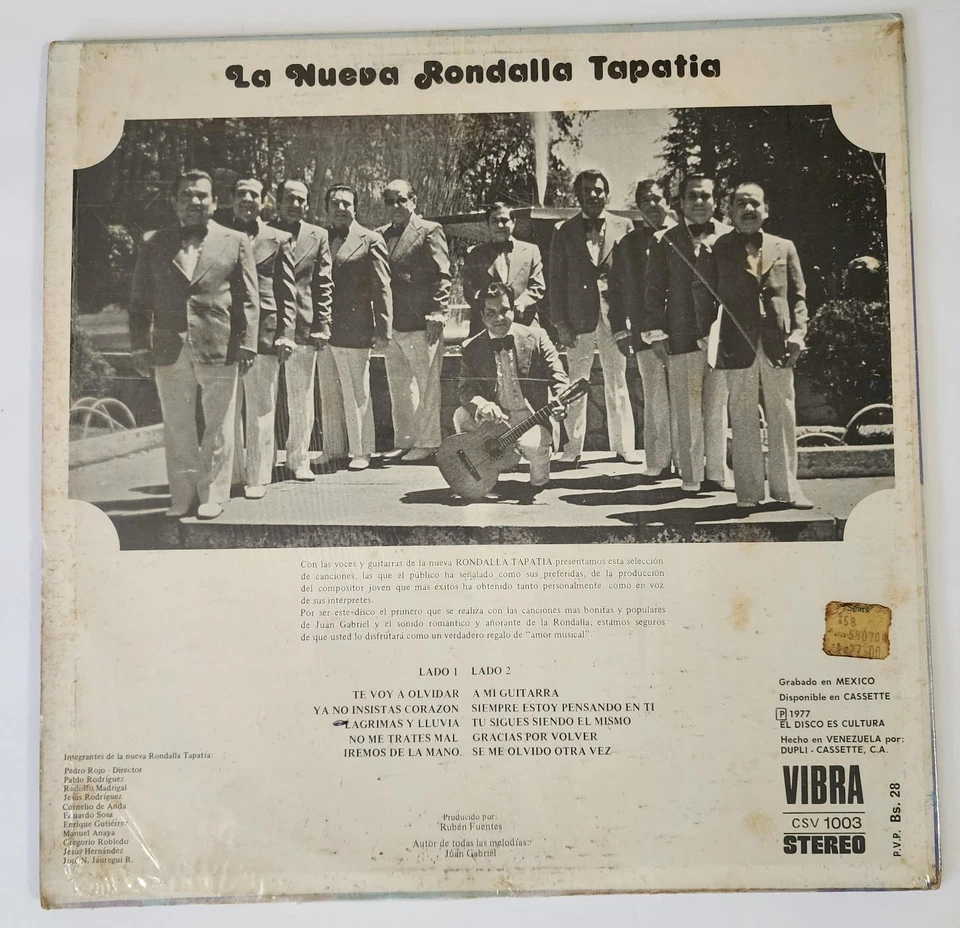 Rondalla Tapatia Los Exitos Mas Grandes Juan Gabriel Lp Vinyl 1977 Venezuela - Image 2 of 4