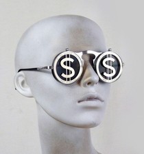round silver flip up sunglasses vintage Cosplay Steampunk Dollar Halloween