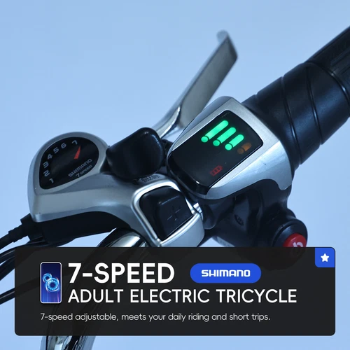 E-Tricycle Electric Tricycle for Adults 3 Wheels 7 Speed Electric Bike & Basket - Picture 6 of 23