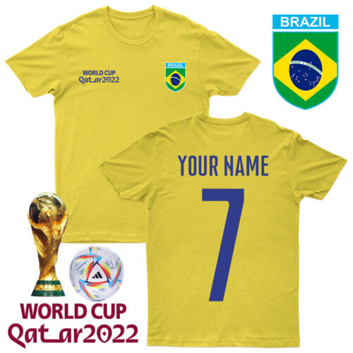 Brazil Football T-Shirt Personalised Mens T Shirt Tee #WC#2 - Afbeelding 1 van 7