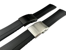 22 24mm Black Rubber/Silicone Strap Band fits Breitling Super Ocean Watch + Pins