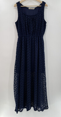 Liberty Love Womens Navy Blue Lacy Maxi Dress Size XL | eBay