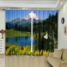 Vast lawns and mountain lakes Printing 3D Blockout Curtains Fabric Window