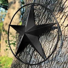 Rustic Dimensional Barn Star - 24" Black Metal Country Farmhouse Home Decoration