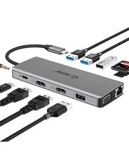 USB C Hub 13-in-1 Type C Hub with Ethernet 4K USB C to 2 HDMI VGA TT-HB003A TOTU