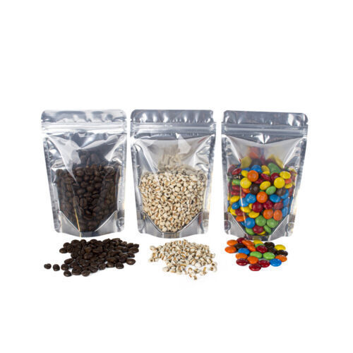 Clear Silver Resealable Stand Up Foil Mylar Zip Lock Heat Seal Food Bags Pouch - Picture 15 of 16