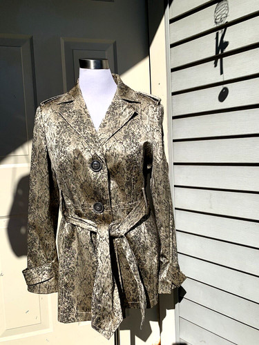 Think Tank cotton blend reptile print belted jacket size XL