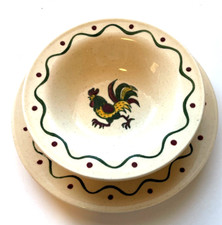 Vintage Poppytrails Plate & Bowl, Rooster, MCM, Made in USA/Calif., 8.75" & 6"
