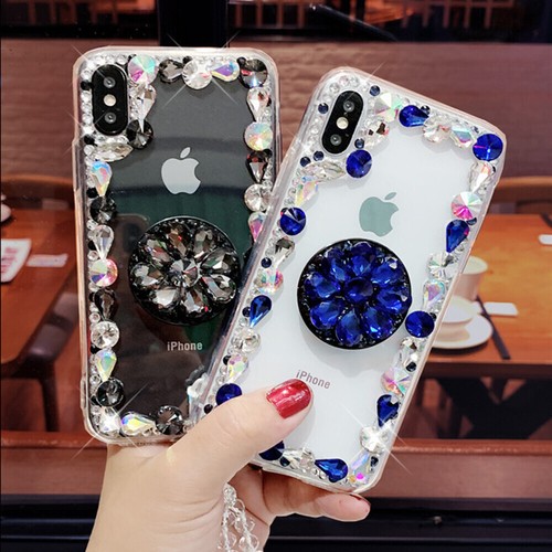 for Cricket AT&T Alcatel Case Glitter Bling Diamonds Clear Phone Case w/ Holder - Picture 2 of 22