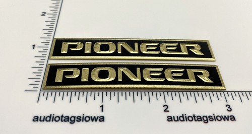 Pioneer Speaker Badge Custom Engraved Solid Black Coated BRASS Logo Pair - Afbeelding 4 van 5