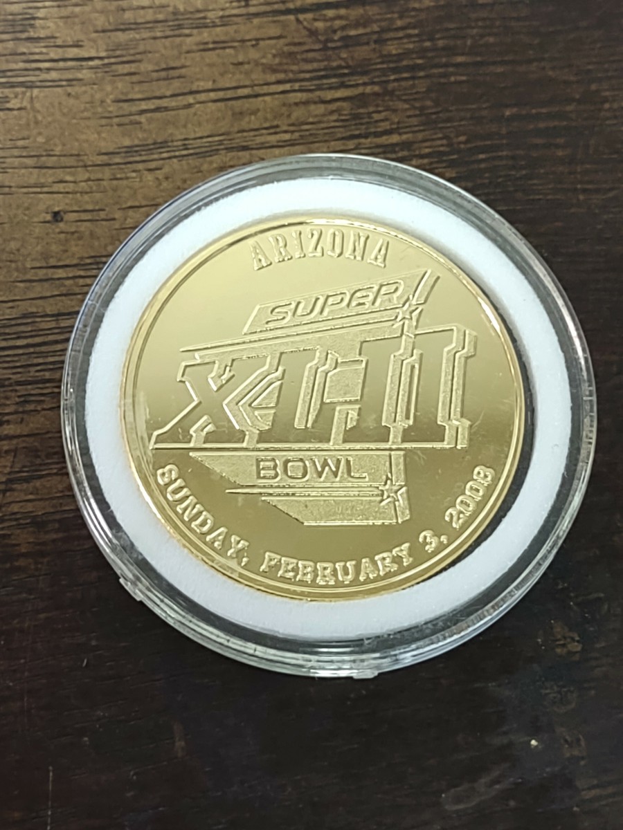Super Bowl XLII 42 Gold Tone Coin Medallion Arizona February